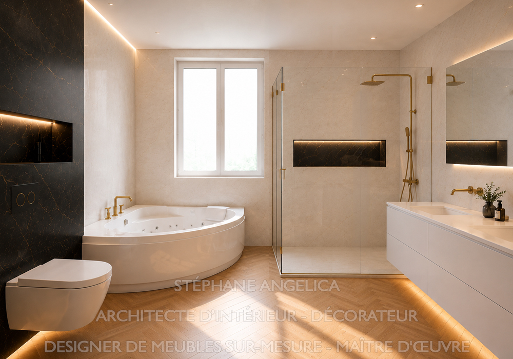 Salle de bain sur mesure rénovée par une architecte d'intérieur à Versailles 78